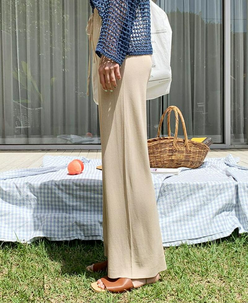 リブニットパンツ・全4色・b59591 レディース【pt】【パンツ ズボン ボトムス ロングパンツ リブ リブパンツ ニット リ