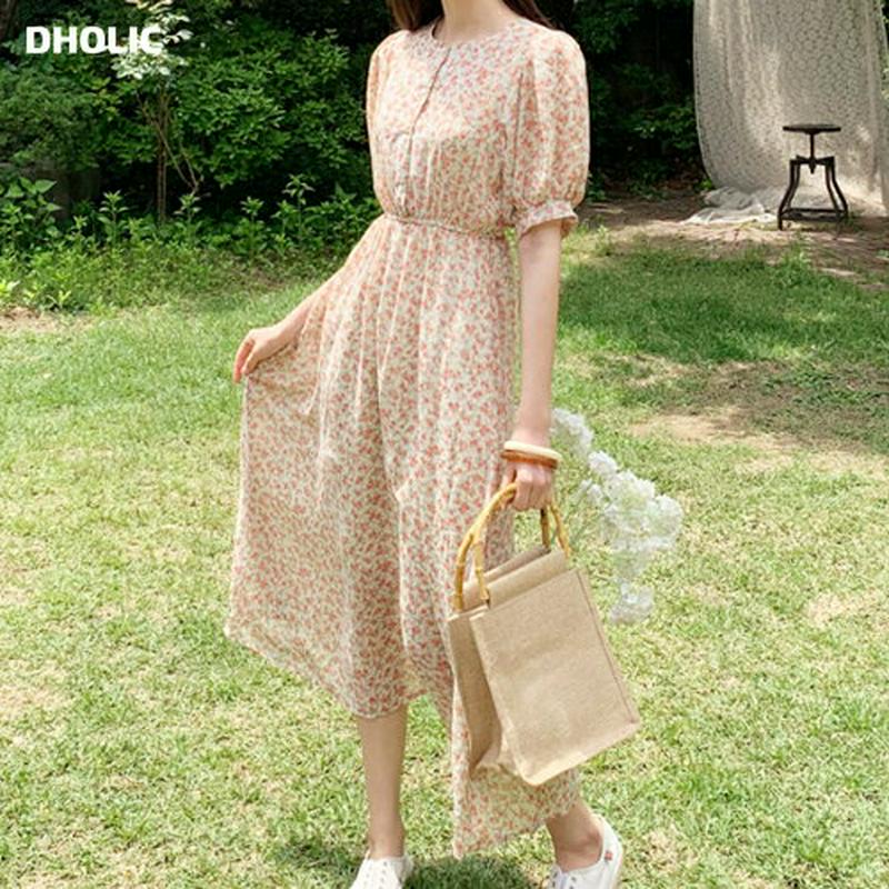 フローラルボタンワンピース・全3色・t59499 レディース【ops】【ワンピース ロング ロングワンピース 半袖 ハーフスリー