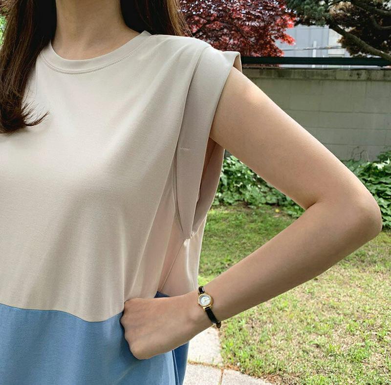 バイカラーワンピース・全2色・t62381 レディース【ops】【ワンピース ロング ロングワンピース スリーブレス ノースリー