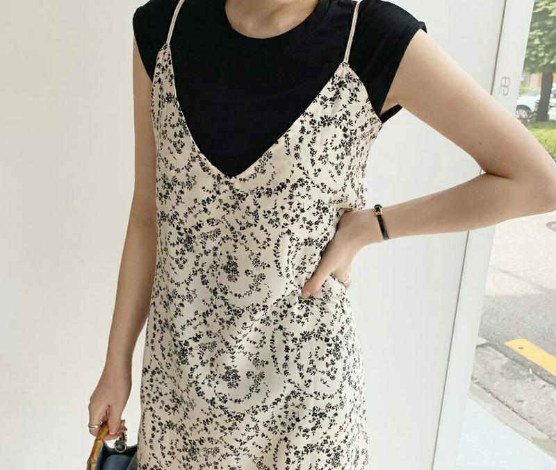 小花柄キャミワンピース・全2色・t62379 レディース【ops】【ワンピース ロング ロングワンピース 花柄 フラワー 小花柄