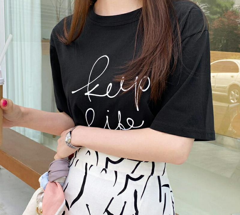 レタリングコットンTシャツ・全3色・t62359 レディース【tops】【トップス Tシャツ 半袖 ハーフスリーブ レタリング 