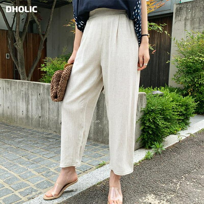 バックゴムリネン混パンツ・全3色・b62394 レディース【pt】【パンツ ロングパンツ ズボン ボトムス リネン 単色 無地 