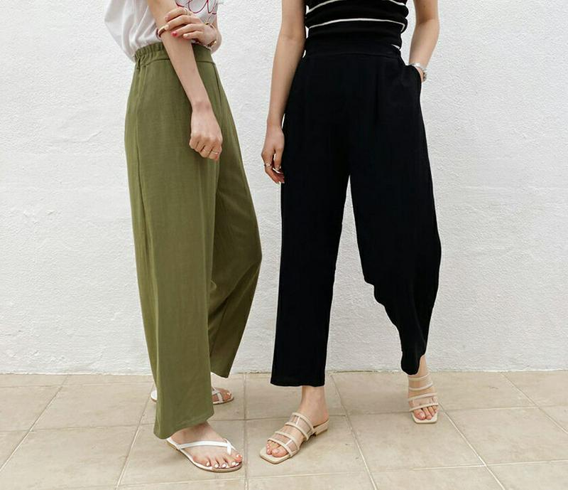 バックゴムリネン混パンツ・全3色・b62394 レディース【pt】【パンツ ロングパンツ ズボン ボトムス リネン 単色 無地 