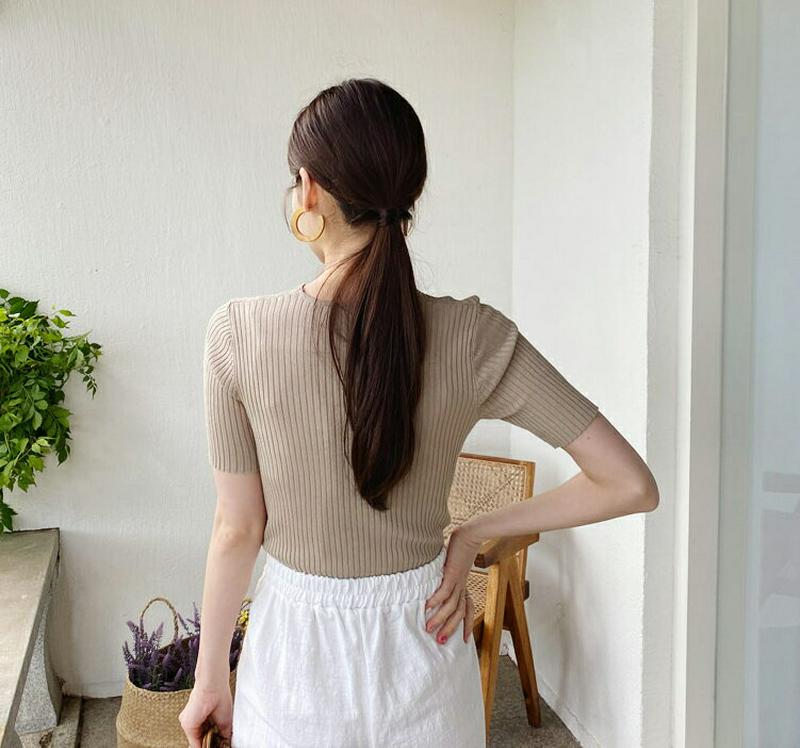 ツイストネックリブニット・全3色・b62353 レディース【tops】【トップス ニット ニットトップス 半袖 襟コンシャス ツ