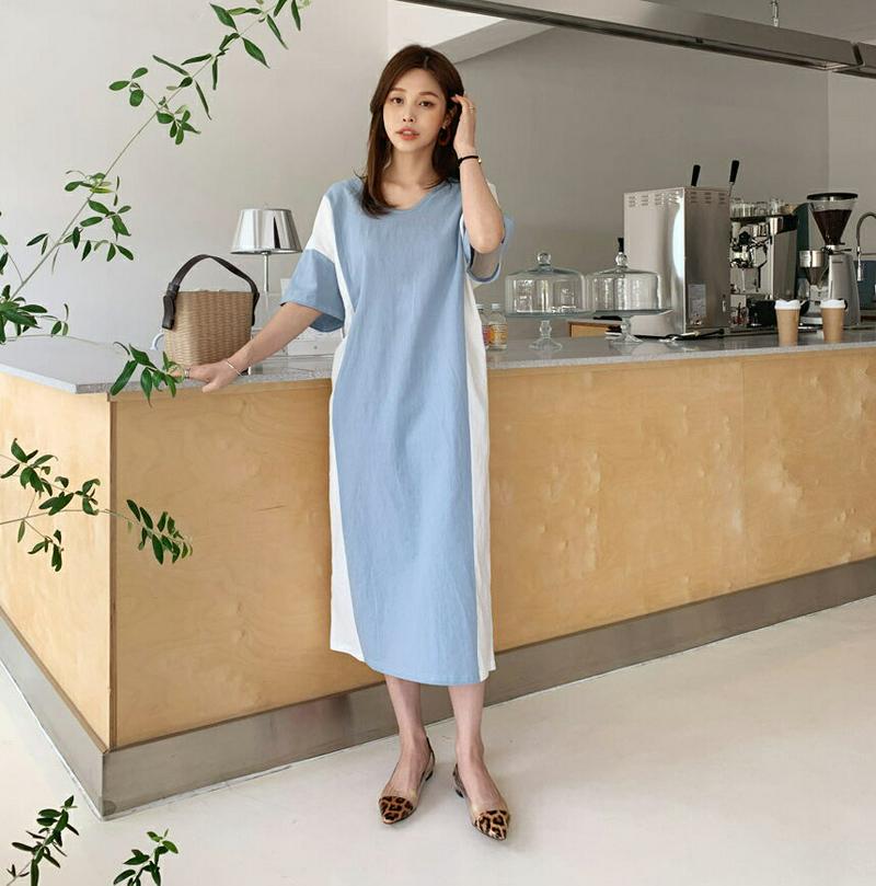 2WAYバイカラーワンピース・全3色・b62387 レディース【ops】【ワンピース ロング ロングワンピース バイカラー 2w