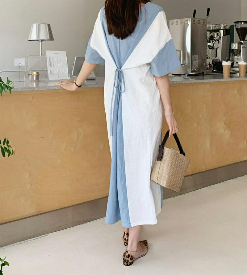 2WAYバイカラーワンピース・全3色・b62387 レディース【ops】【ワンピース ロング ロングワンピース バイカラー 2w