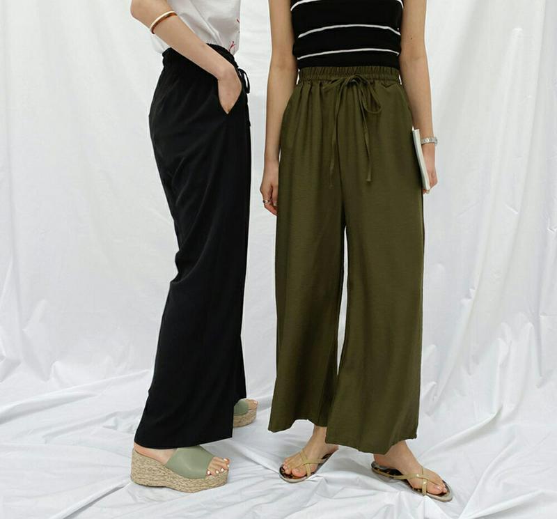 ワイドドロストパンツ・全3色・t62396 レディース【pt】【パンツ ロングパンツ ズボン ボトムス ドロスト ワイド ワイド