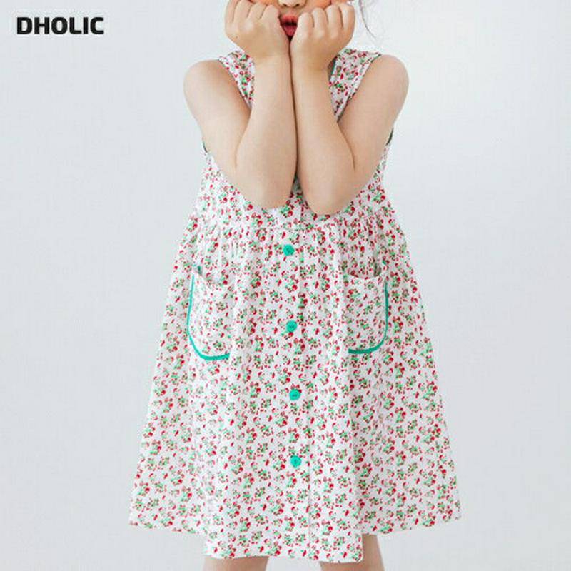 ラウンドネックスリーブレスワンピース(レッド)・p002317 キッズ【3~8才】【ops】【ワンピース ミディ丈 ミディワンピ