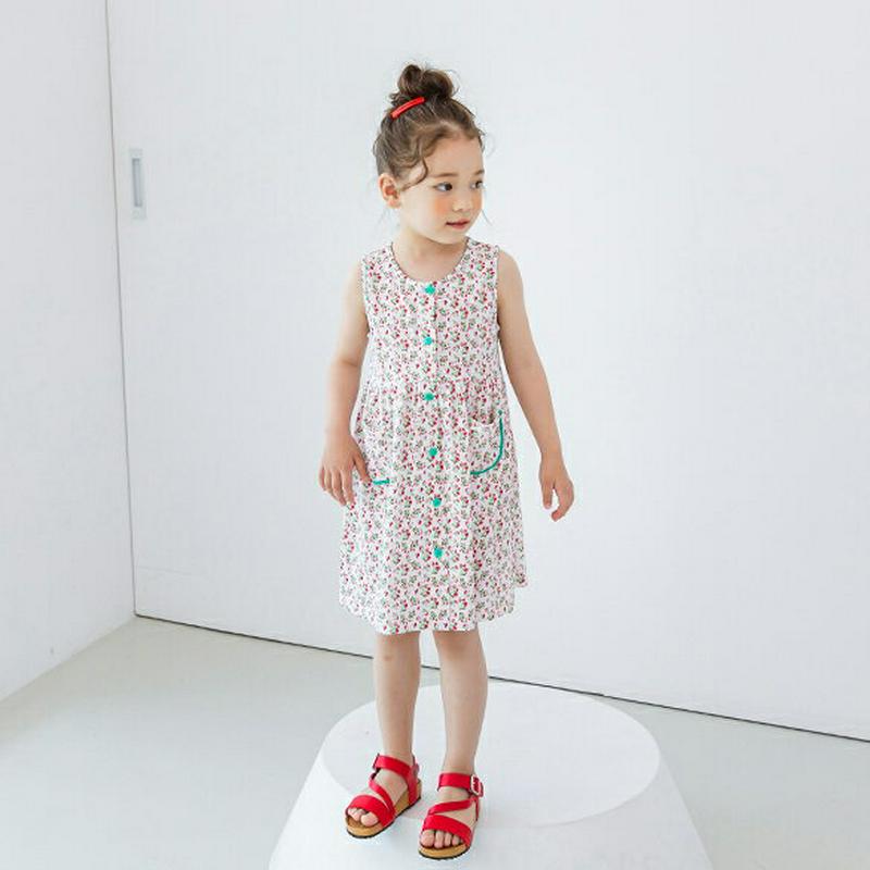 ラウンドネックスリーブレスワンピース(レッド)・p002317 キッズ【3~8才】【ops】【ワンピース ミディ丈 ミディワンピ