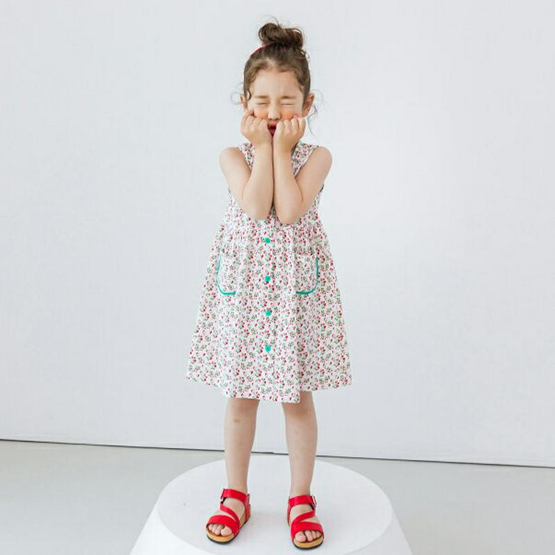 ラウンドネックスリーブレスワンピース(レッド)・p002317 キッズ【3~8才】【ops】【ワンピース ミディ丈 ミディワンピ