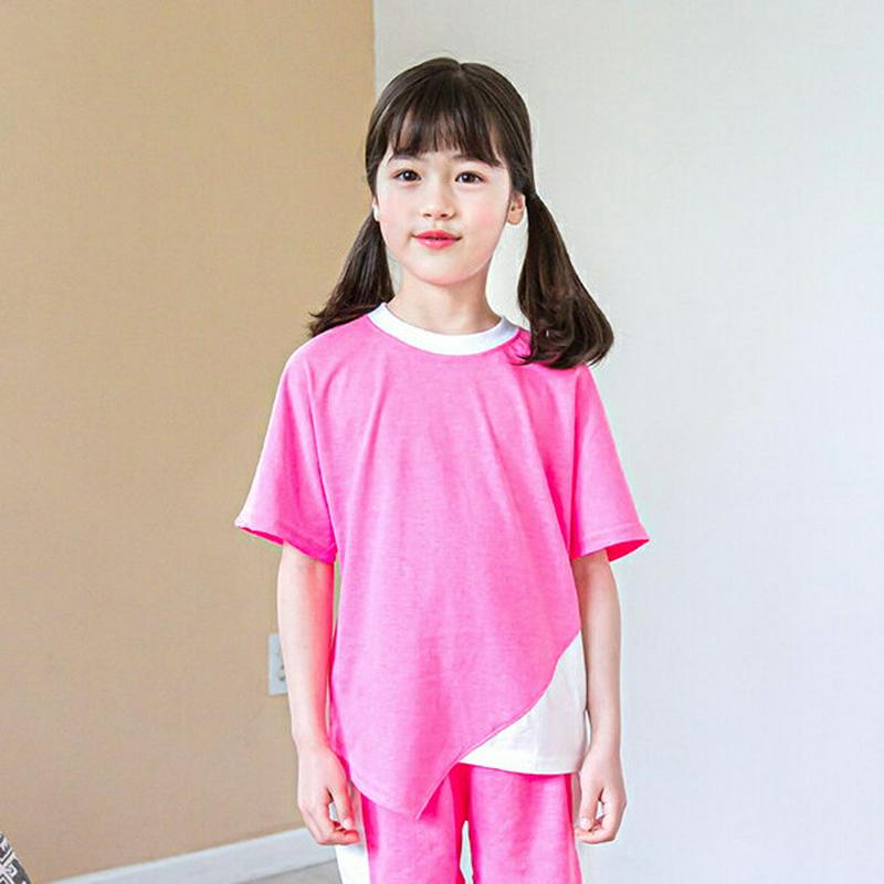 カラーコントラストTシャツ・p002409 キッズ【3~8才】【tops】【トップス Tシャツ 半袖 ハーフスリーブ コントラスト 配色 カジュアル ラフ 女の子 男の子 子供 こども 子供服 こども服】【KIDS】