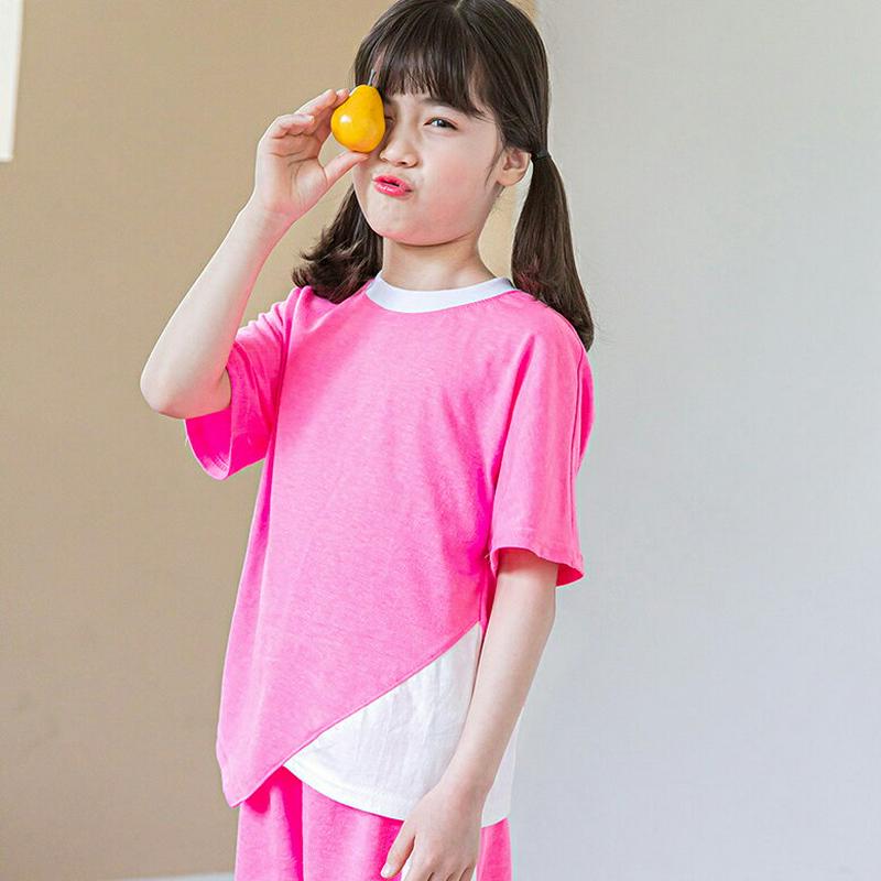 カラーコントラストTシャツ・p002409 キッズ【3~8才】【tops】【トップス Tシャツ 半袖 ハーフスリーブ コントラスト 配色 カジュアル ラフ 女の子 男の子 子供 こども 子供服 こども服】【KIDS】
