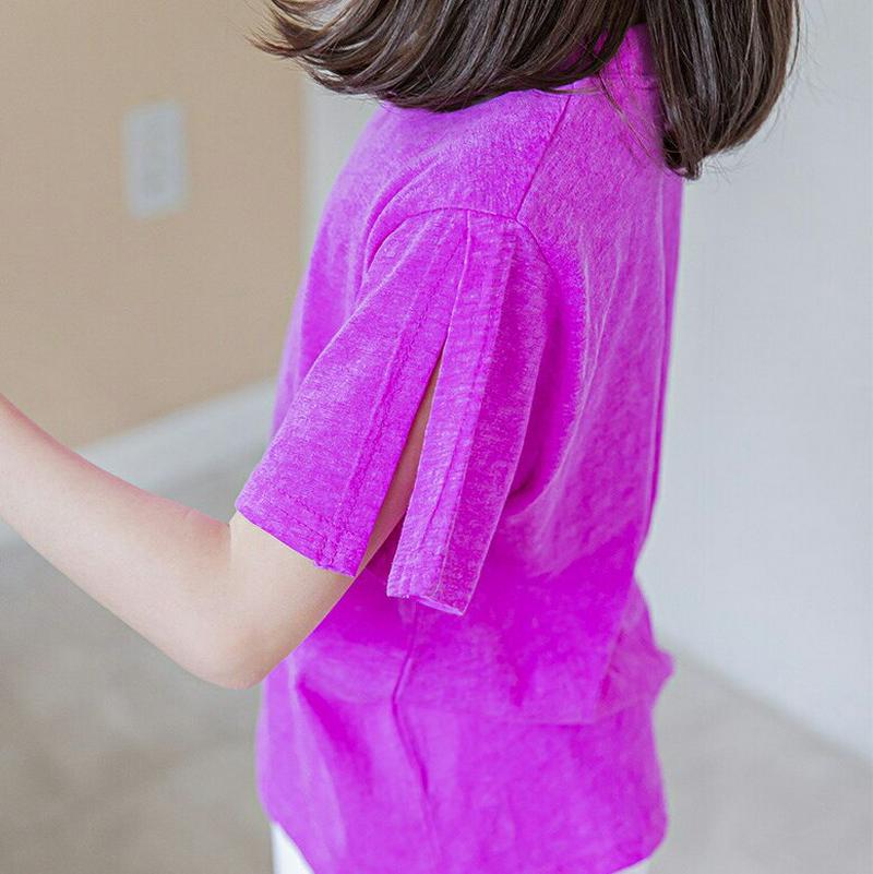 スリットスリーブTシャツ・p002411 キッズ【3~8才】【tops】【トップス Tシャツ 半袖 スリット 袖コンシャス 単色 無地 シンプル カジュアル 女の子 子供 こども 子供服 こども服】【KIDS】