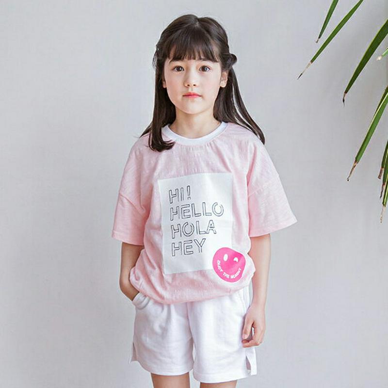 スマイルボックスプリントTシャツ・p002410 キッズ【3~8才】【tops】【トップス Tシャツ 半袖 スマイル ボックスロゴ ロゴ ロゴT カジュアル ラフ 女の子 男の子 子供 こども 子供服 こども服】【KIDS】