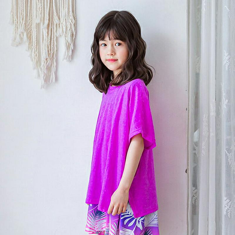 ピグメントフレンチスリーブTシャツ・p002412 キッズ【3~8才】【tops】【トップス Tシャツ 半袖 ハーフスリーブ フレンチスリーブ 単色 無地 シンプル カジュアル ラフ 女の子 男の子 子供 こども 子供服 こども服】【KIDS】