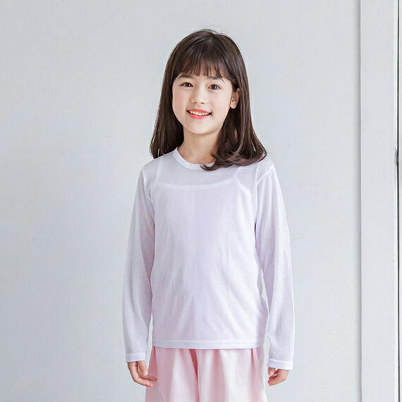 メッシュ長袖Tシャツ・p002414 キッズ【3~8才】【tops】【トップス Tシャツ 長袖 ロンT メッシュ 単色 無地 シンプル 透け感 シースルー カジュアル 女の子 男の子 子供 こども 子供服 こども服】【KIDS】