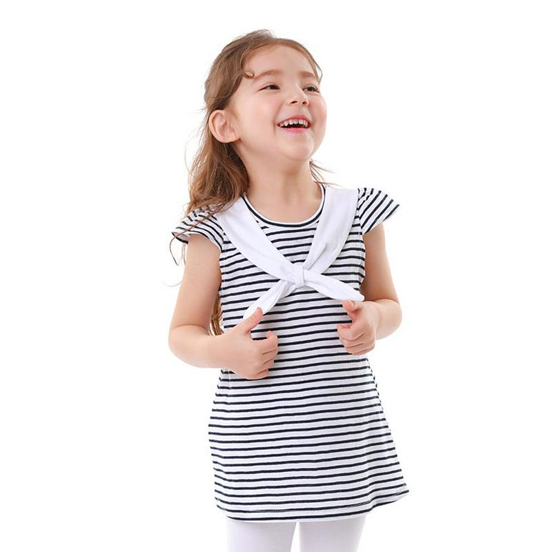 リボンネックボーダーTシャツ・p002267 キッズ【3~8才】【tops】【トップス Tシャツ キャップスリーブ ショートスリーブ ボーダー 柄 りぼん リボン リボンネック カジュアル 女の子 子供 こども 子供服 こども服】【KIDS】