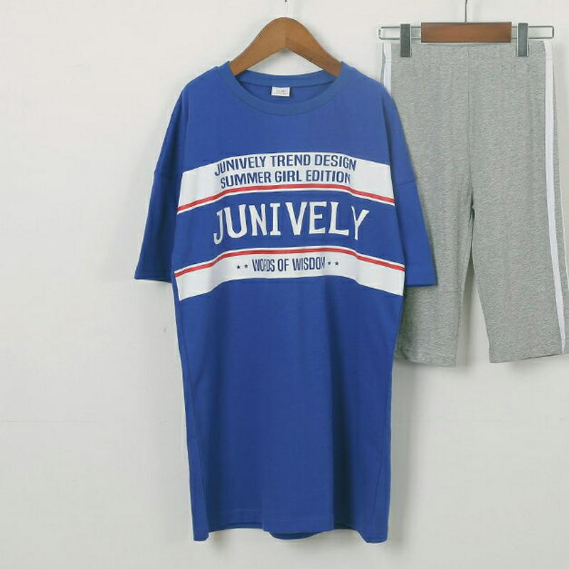 Junively半袖Tシャツ(ブルー) p001599 キッズ 【9~17才】【tops】【韓国 ファッション トップス Tシャ