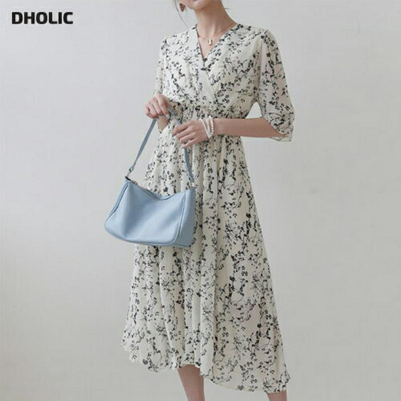 ≪人気商品再入荷≫カシュクール花柄ワンピース・全2色・b55643 レディース【ops】 韓国ファッション ワンピース ロングワンピース 半袖 カシュクール Vネック 花柄 フラワー 上品 エレガント フェミニン 二の腕カバー 春 夏