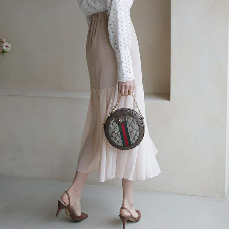 プリーツコントラストスカート・全2色・b58317 レディース 【sk】【スカート ロング丈 ロング プリーツ 無地 切り替え 