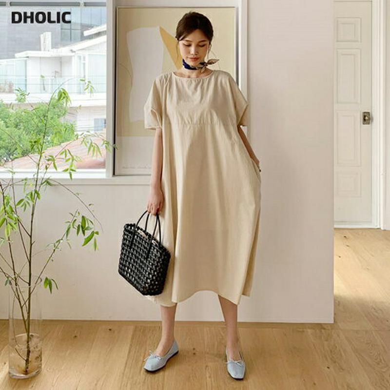 コットンルーズワンピース・全2色・b62310 レディース【ops】【ワンピース ロング ロングワンピース 半袖 ハーフスリーブ