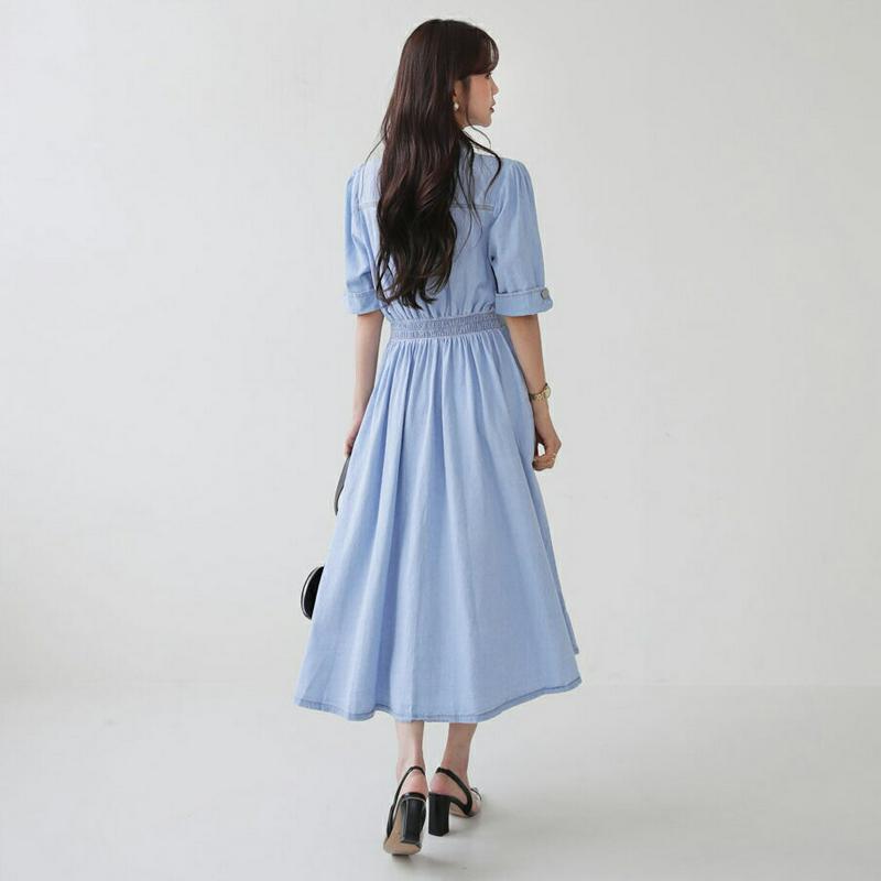 ポケットデニムワンピース・全1色・b55665 レディース【ops】【ワンピース ロング ロングワンピース デニム デニムワンピ