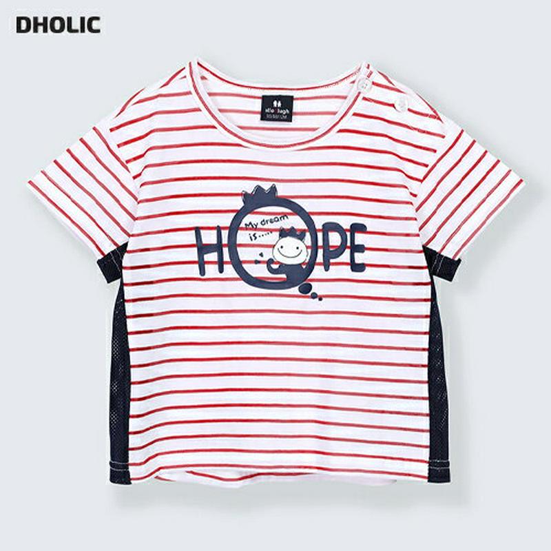 サイドメッシュボーダーTシャツ・p002200 キッズ【3~8才】【tops】【トップス Tシャツ 半袖 ボーダー 柄 メッシュ