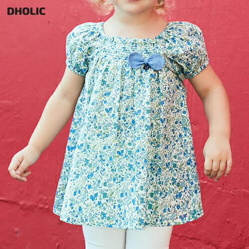 リボンポイント花柄ブラウス・p002202 キッズ【3~8才】【bl】【トップス ブラウス 半袖 花柄 フラワー 小花柄 可愛い