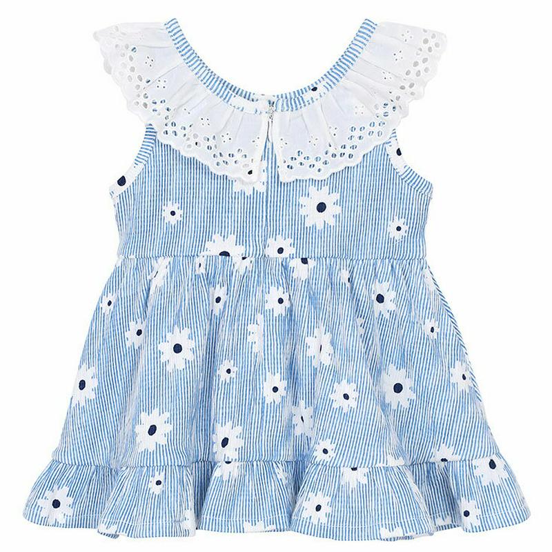 レースネックストライプ花柄ワンピース・p002216 キッズ【3~8才】【ops】【ワンピース ミニワンピース ショート丈　スリ