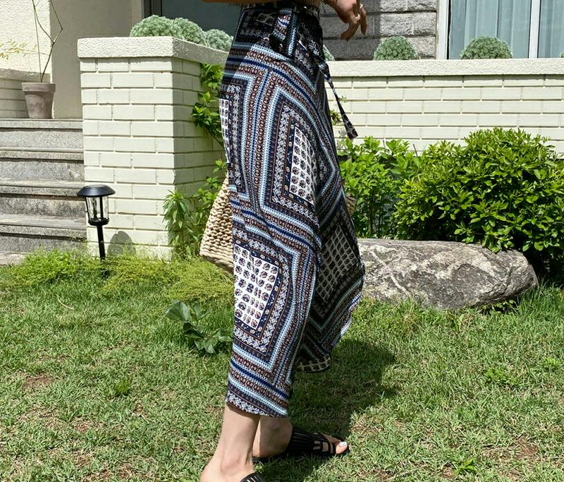 エスニックラップスカート・全2色・t56112 レディース【sk】【スカート ロング ロングスカート エスニック 総柄 民族 ラ