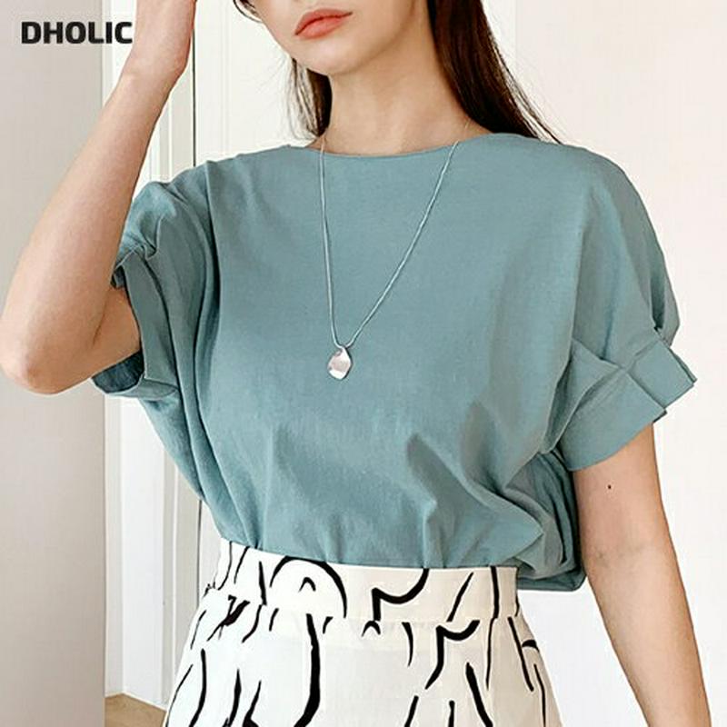 スリーブタックTシャツ・全4色・b62301 レディース【tops】【トップス　Tシャツ 半袖 タック 単色 無地 シンプル カ