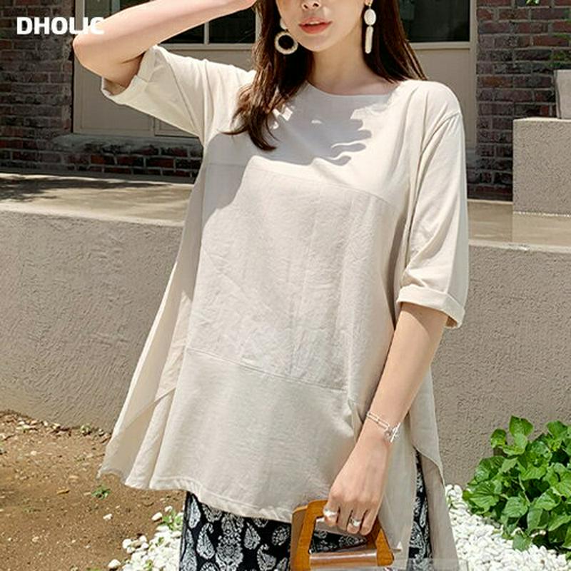 スリットフレアTシャツ・全2色・b62306 レディース【tops】【トップス Tシャツ 七分丈 七分袖 7分丈 7分袖 スリッ