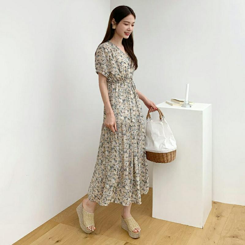 ドロスト花柄ワンピース・全2色・b62311 レディース【ops】【ワンピース ロング ロングワンピース 花柄 フラワー ドロス