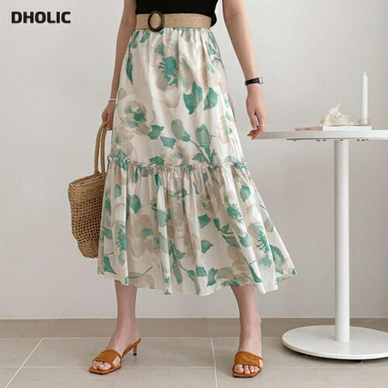 フリルフローラルスカート・全2色・b62320 レディース【sk】【スカート ロング ロングスカート フリル フラワー 花柄 ウ