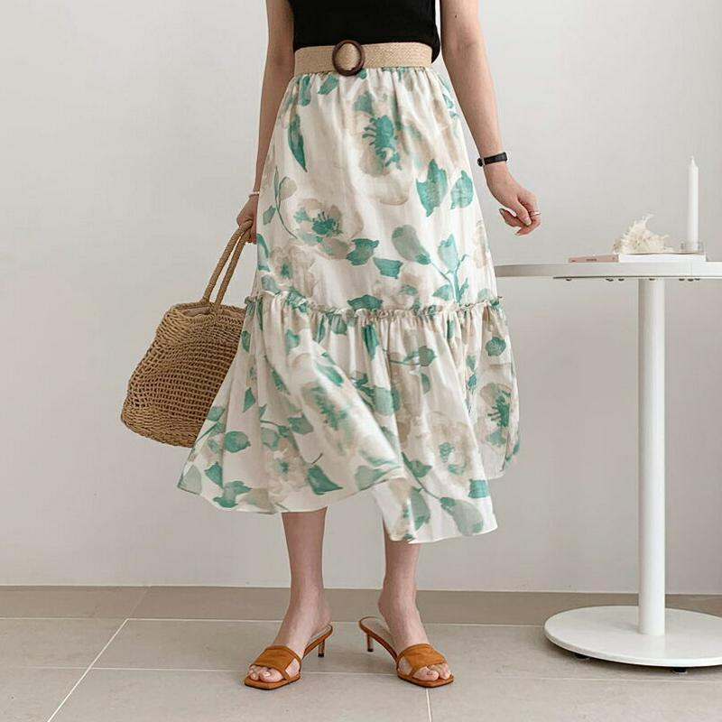 フリルフローラルスカート・全2色・b62320 レディース【sk】【スカート ロング ロングスカート フリル フラワー 花柄 ウ