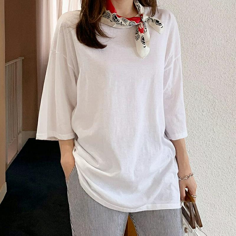 ボクシーTシャツ・全4色・t62228 レディース【tops】【トップス Tシャツ 七分丈 七分袖 7分丈 7分袖 単色 無地 
