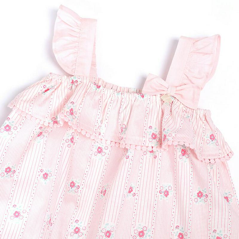 フリルスリーブ花柄ロンパース・p002212 キッズ【3~8才】【pt】【ロンパース パンツ ズボン フレア リボン りぼん 花