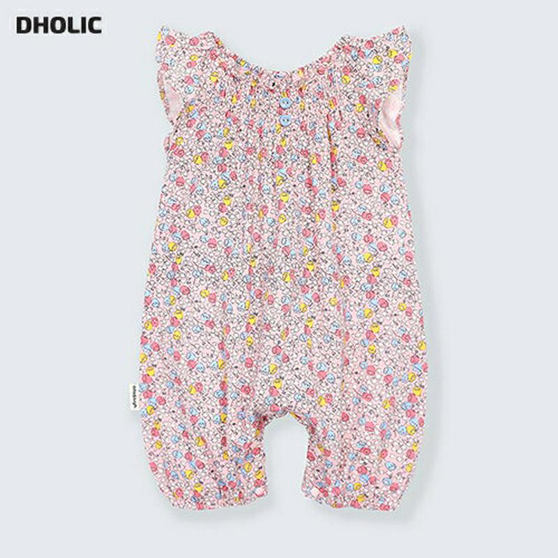 ボタン花柄ロンパース・p002211 キッズ【3~8才】【pt】【ロンパース フリル 花柄 hるアワー スリーブレス ノースリー