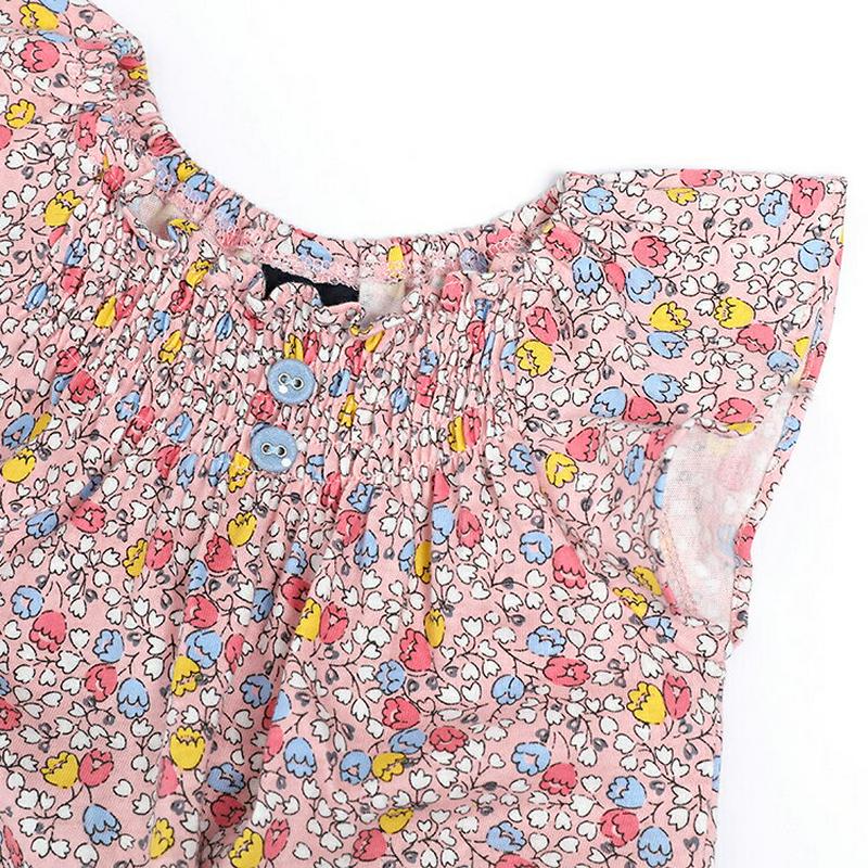ボタン花柄ロンパース・p002211 キッズ【3~8才】【pt】【ロンパース フリル 花柄 hるアワー スリーブレス ノースリー