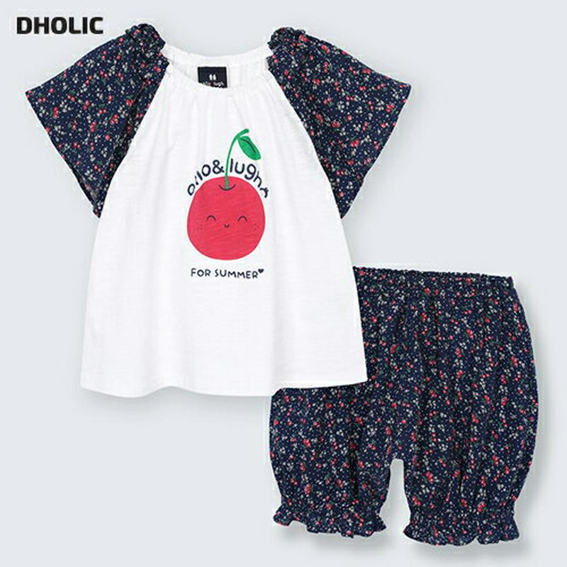 パターンスリーブチェリー上下SET・p002205 キッズ【3~8才】【set】【セットアップ トップス Tシャツ 半袖 チェリ