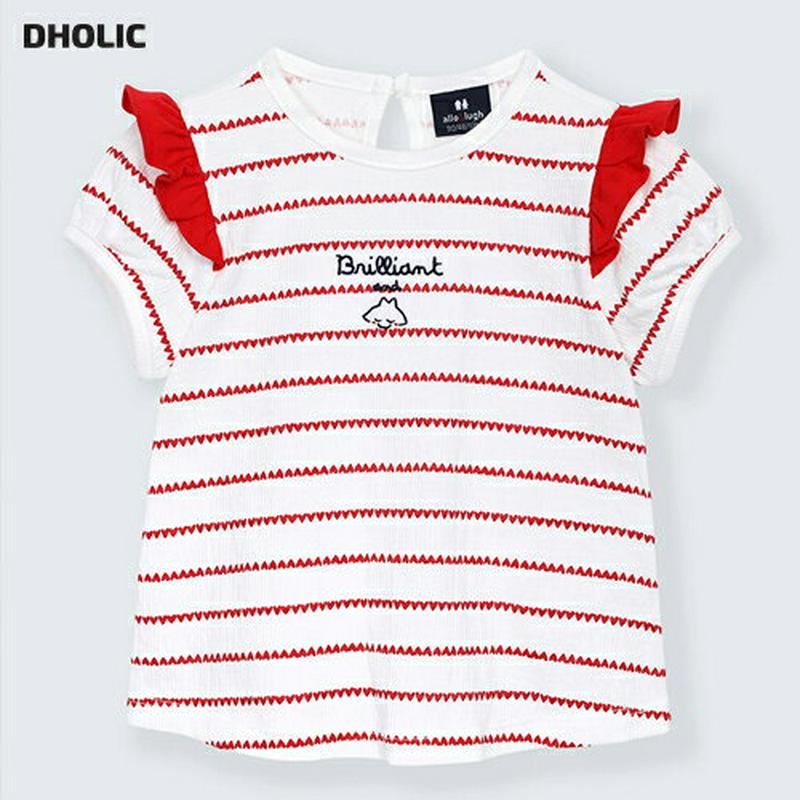 ハートラインフリルTシャツ・p002177 キッズ【3~8才】【tops】【トップス Tシャツ 半袖 フリル ハート 可愛い か