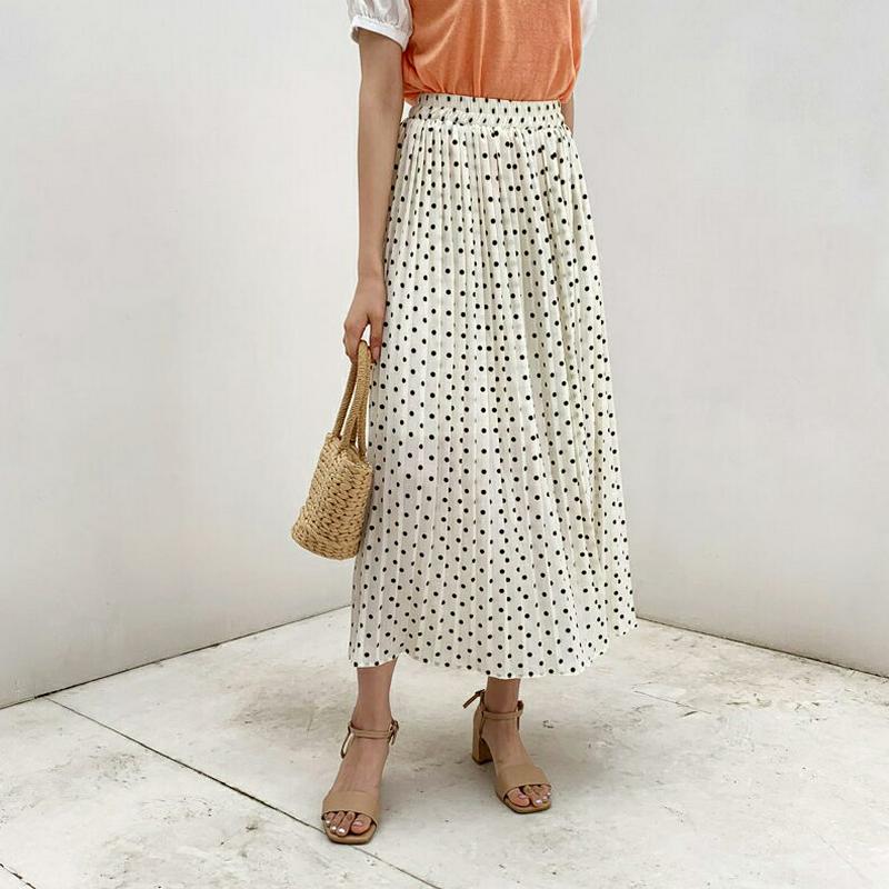 プリーツドットスカート・全2色・b59441 レディース【sk】【スカート ロング ロングスカート ドット 柄 プリーツ プリー
