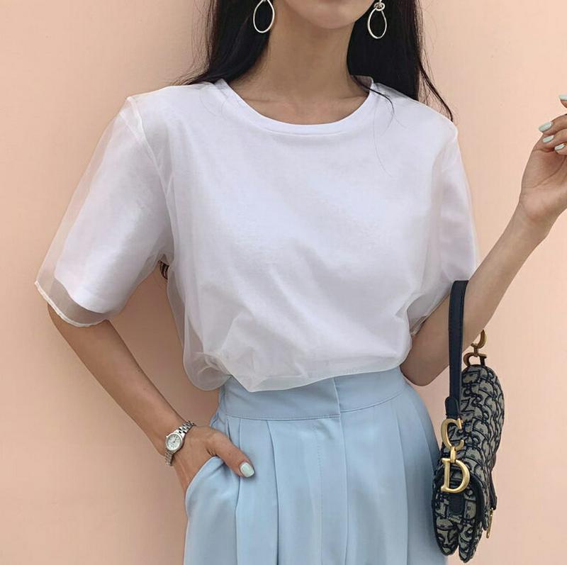 メッシュレイヤードTシャツ・全3色・t59419 レディース【tops】【トップス Tシャツ 半袖 ハーフスリーブ メッシュ レ