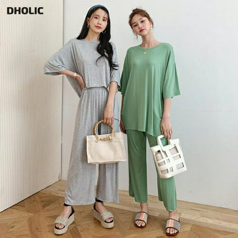 スリットTシャツ&パンツSET・全4色・b59436 レディース【pt】【セットアップ トップス Tシャツ 半袖 ハーフスリーブ