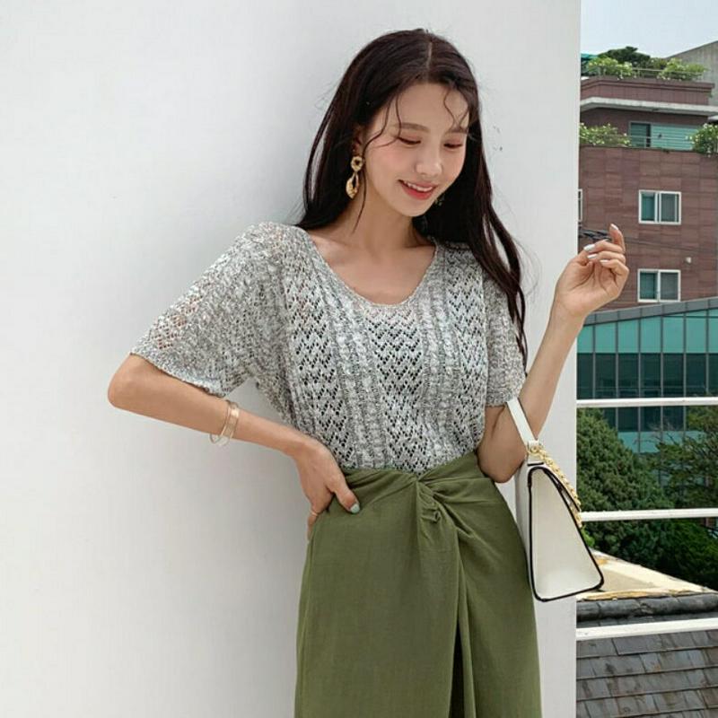ジグザグシアーニット・全4色・b59426 レディース【tops】【トップス ニット ニットトップス 半袖 ジグザグ シアー シ