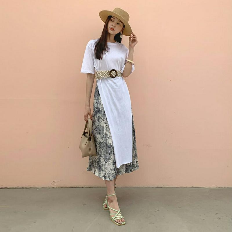 サイドスリットロングTシャツ・全4色・t59431 レディース【tops】【トップス Tシャツ 半袖 ハーフスリーブ スリット 