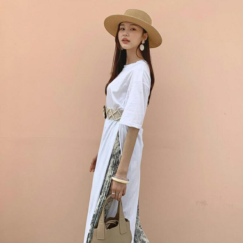 サイドスリットロングTシャツ・全4色・t59431 レディース【tops】【トップス Tシャツ 半袖 ハーフスリーブ スリット 