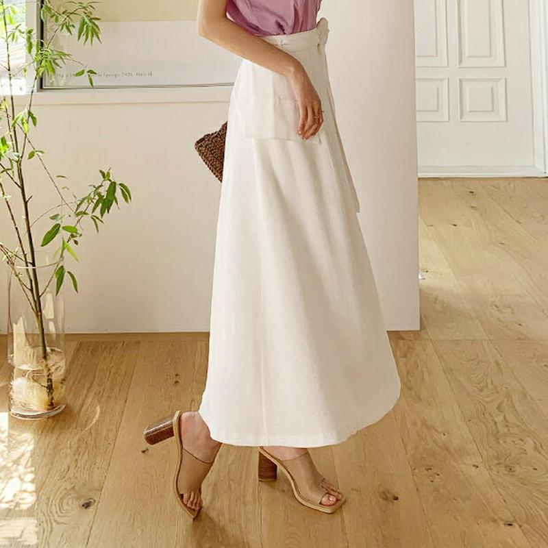 ストラップ付フラップスカート・全3色・b62318 レディース 【sk】【ボトムス スカート ロング ロングスカート マキシ A