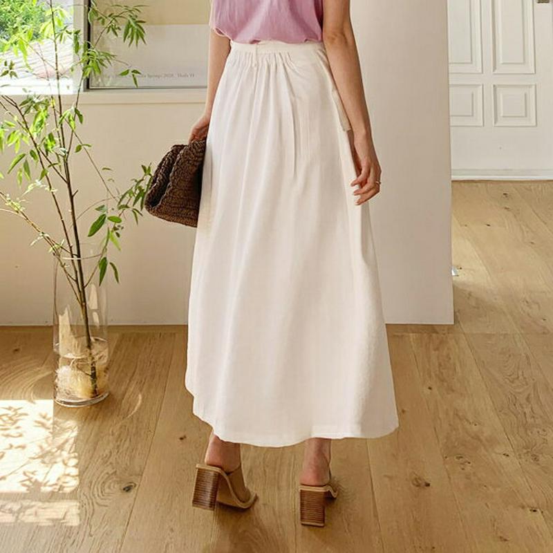 ストラップ付フラップスカート・全3色・b62318 レディース 【sk】【ボトムス スカート ロング ロングスカート マキシ A