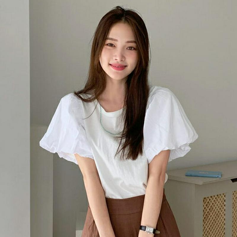 バルーンスリーブTシャツ・全3色・b62304 レディース 【tops】【トップス Tシャツ カットソー ハーフスリーブ 半袖 